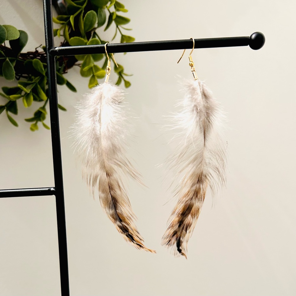Rooster feather earrings - real feathers